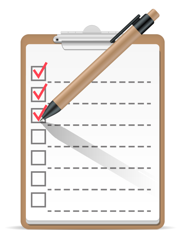 checklist on clipboard